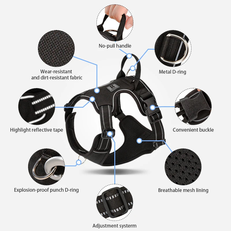 Personalized No-Pull Dog Harness – Reflective & Padded Vest